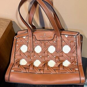 London Fog Tan and Cream Satchel